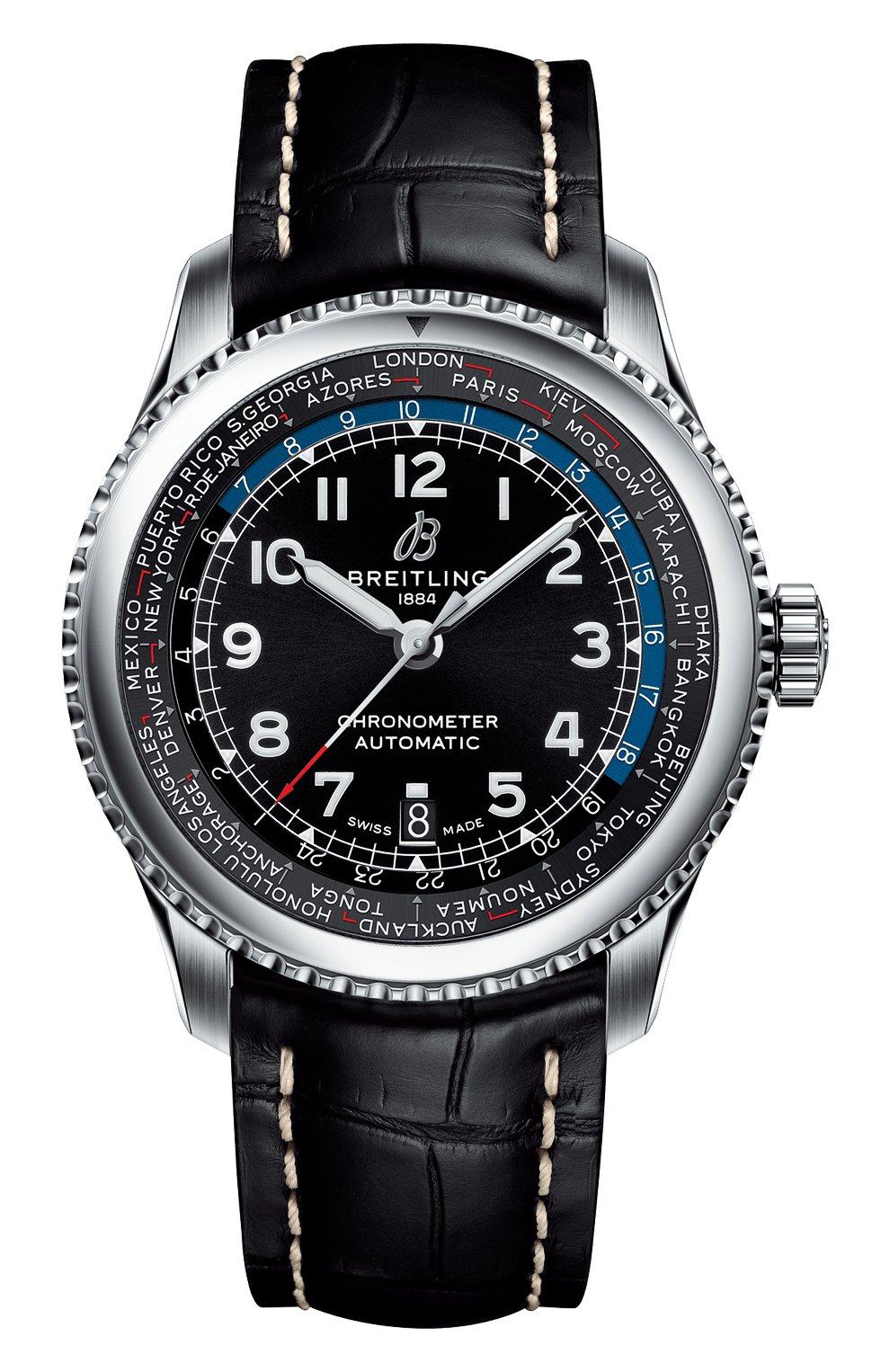 Мужские бесцветные часы aviator 8 b35 automatic unitime BREITLING купить в интернет-магазине ЦУМ, арт. AB3521U41B1P1