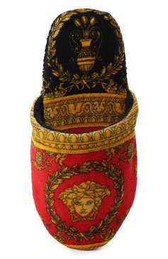 Женского текстильные домашние туфли VERSACE красного цвета, арт. ZSLP00002/ZC0SP075 | Фото 5 (Материал внешний: Текстиль; Подошва: Платформа; Женское Кросс-КТ: тапочки-домашняя обувь; Региональные ограничения белый список (Axapta Mercury): RU; Материал внутренний: Текстиль; толщина подошвы: 2,5; ширина носка стельки: 10, 9,3)