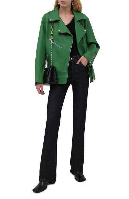 Женская кожаная куртка MASLOV зеленого цвета, арт. SMW101 | Фото 2 (Стили: Гламурный; Длина (верхняя одежда): Короткие; Рукава: Длинные; Женское Кросс-КТ: Замша и кожа; Кросс-КТ: Куртка; Материал внешний: Натуральная кожа)