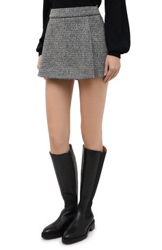 Женские шерстяные шорты VALENTINO черно-белого цвета, арт. UB0RA6W52NS | Фото 4 (Женское Кросс-КТ: Шорты-одежда; Материал внешний: Шерсть; Длина Ж (юбки, платья, шорты): Мини; Материал подклада: Вискоза)