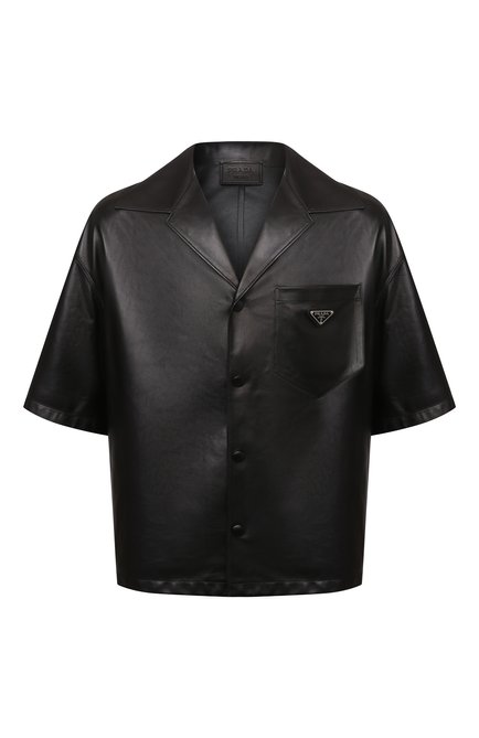 Мужская кожаная рубашка PRADA черного цвета по цене 265000 руб., арт. UPC176-1WDV-F0002 | Фото 1