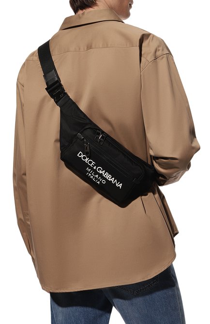 Мужская текстильная поясная сумка DOLCE & GABBANA черного цвета, арт. BM2218/AG182 | Фото 2 (Случай: Повседневный; Ремень/цепочка: На ремешке; Размер: small; Материал: Текстиль)