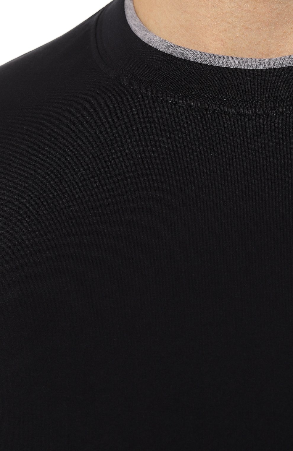 Мужская хлопковая футболка BRUNELLO CUCINELLI темно-синего цвета, арт. M0T617427 | Фото 5 (Принт: Без принта; Длина (для топов): Стандартные; Материал внешний: Хлопок; Размерность: Маломерит; Стили: Кэжуэл)
