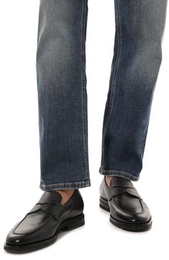 Мужские кожаные пенни-лоферы SANTONI черного цвета, арт. MCNG15609PI2BSLF | Фото 3 (Материал внутренний: Натуральная кожа; Материал сплава: Проставлено; Нос: Не проставлено; Стили: Классический)