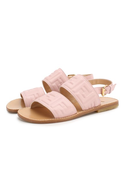 Детские кожаные босоножки FENDI розового цвета, арт. JMR309/AAE2/32-39 | Фото 1 (Материал внешний: Кожа; Материал внутренний: Натуральная кожа)