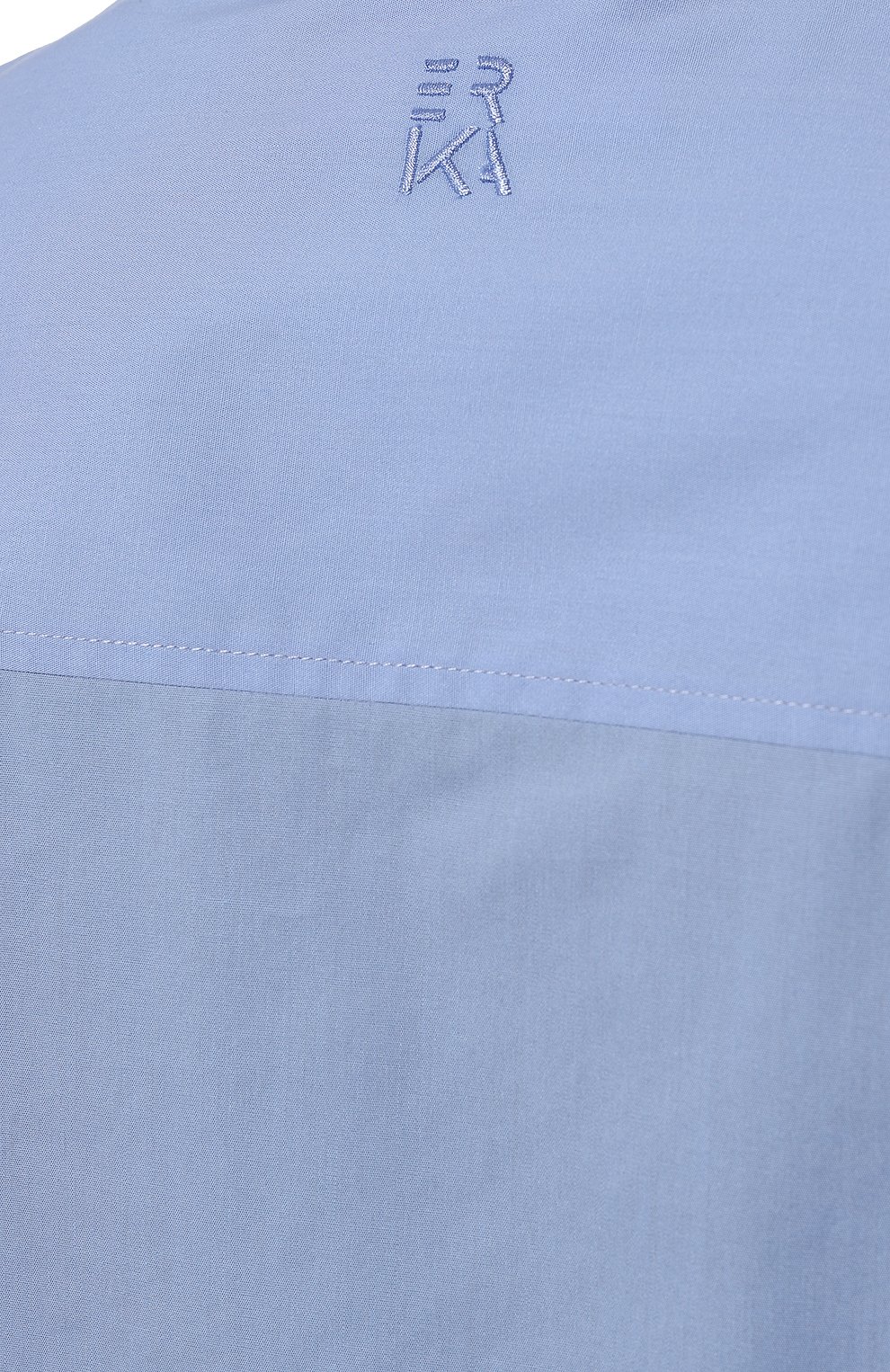 Женская хлопковая рубашка ERIKA CAVALLINI голубого цвета, арт. P3WJ03 | Фото 5 (Рукава: Длинные; Принт: Без принта; Женское Кросс-КТ: Рубашка-одежда; Длина (для топов): Стандартные; Материал сплава: Проставлено; Материал внешний: Хлопок; Драгоценные камни: Проставлено; Стили: Кэжуэл)