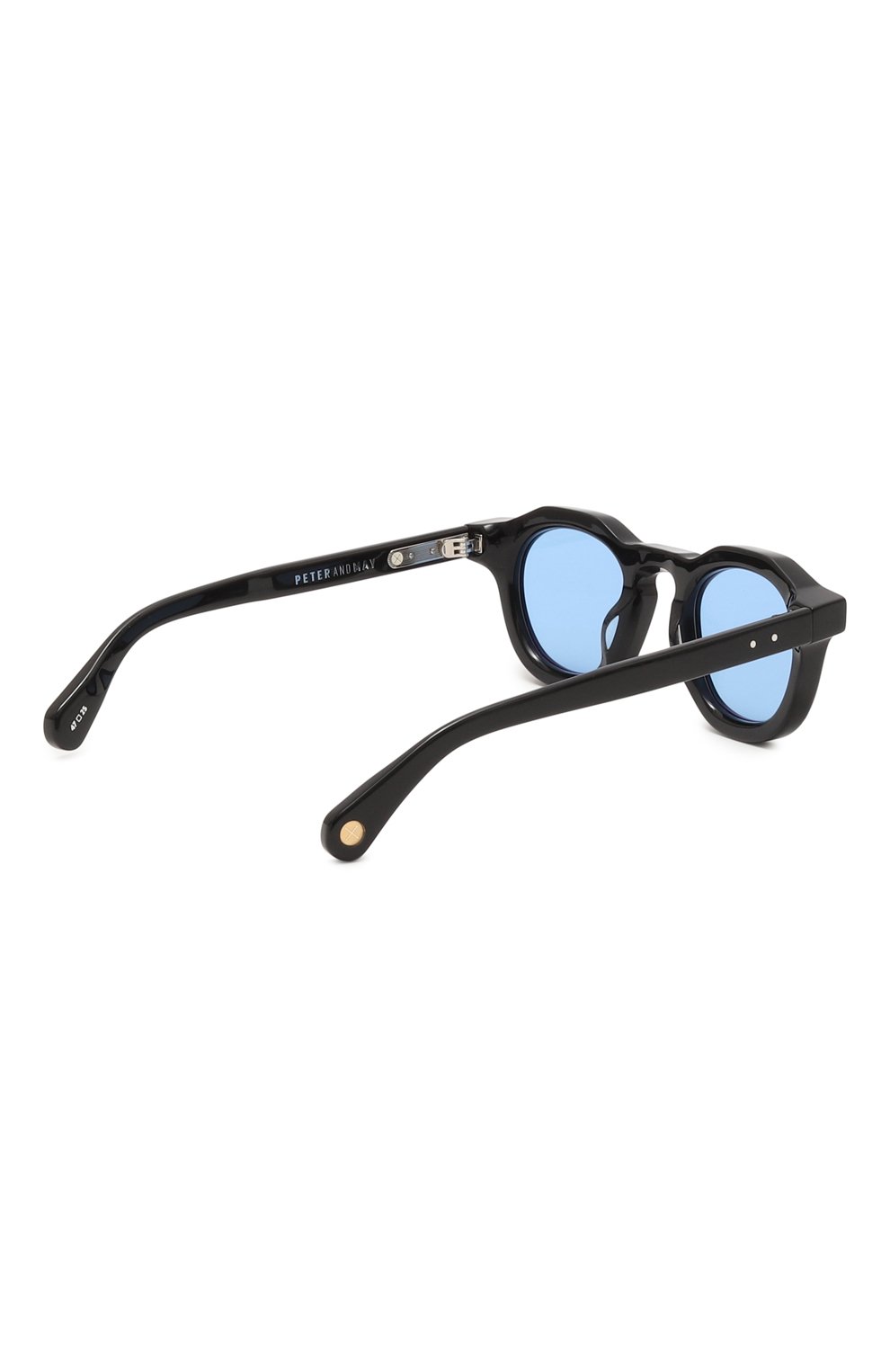 Мужские солнцезащитные очки PETER&MAY WALK голубого цвета, арт. S#105 S0LAR BLACK BLUE | Фото 4 (Кросс-КТ: С/з-мужское; Тип очков: С/з; Очки форма: Круглые; Оптика Гендер: оптика-мужское)