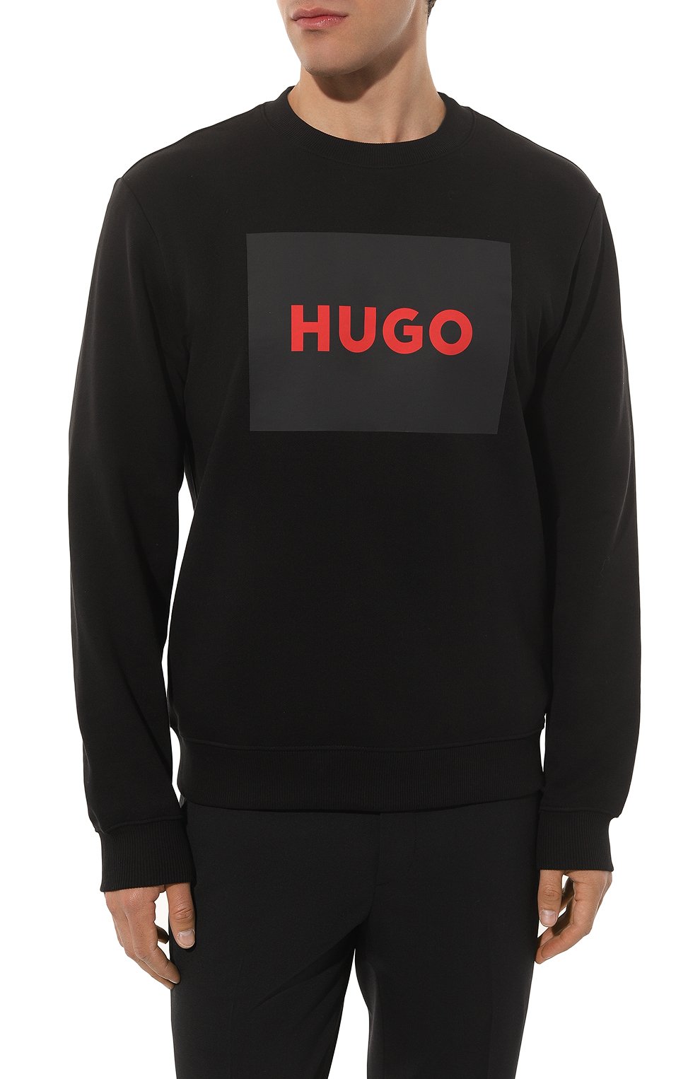 Хлопковый свитшот HUGO 50467944, цвет чёрный, размер 54 - фото 3