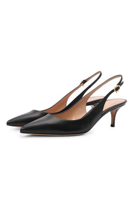 Женские кожаные туфли ribbon sling GIANVITO ROSSI черного цвета, арт. G95266.55RIC.VITNER0 | Фото 1 (Подошва: Плоская; Материал внутренний: Натуральная кожа; Каблук высота: Низкий; Материал внешний: Кожа; Каблук тип: Kitten heel; высота каблука: 5,4, 5,6, 5,9; толщина подошвы: 0,7; ширина носка стельки: 7,7, 8, 8,1; Длина стельки: 26, 27,3)