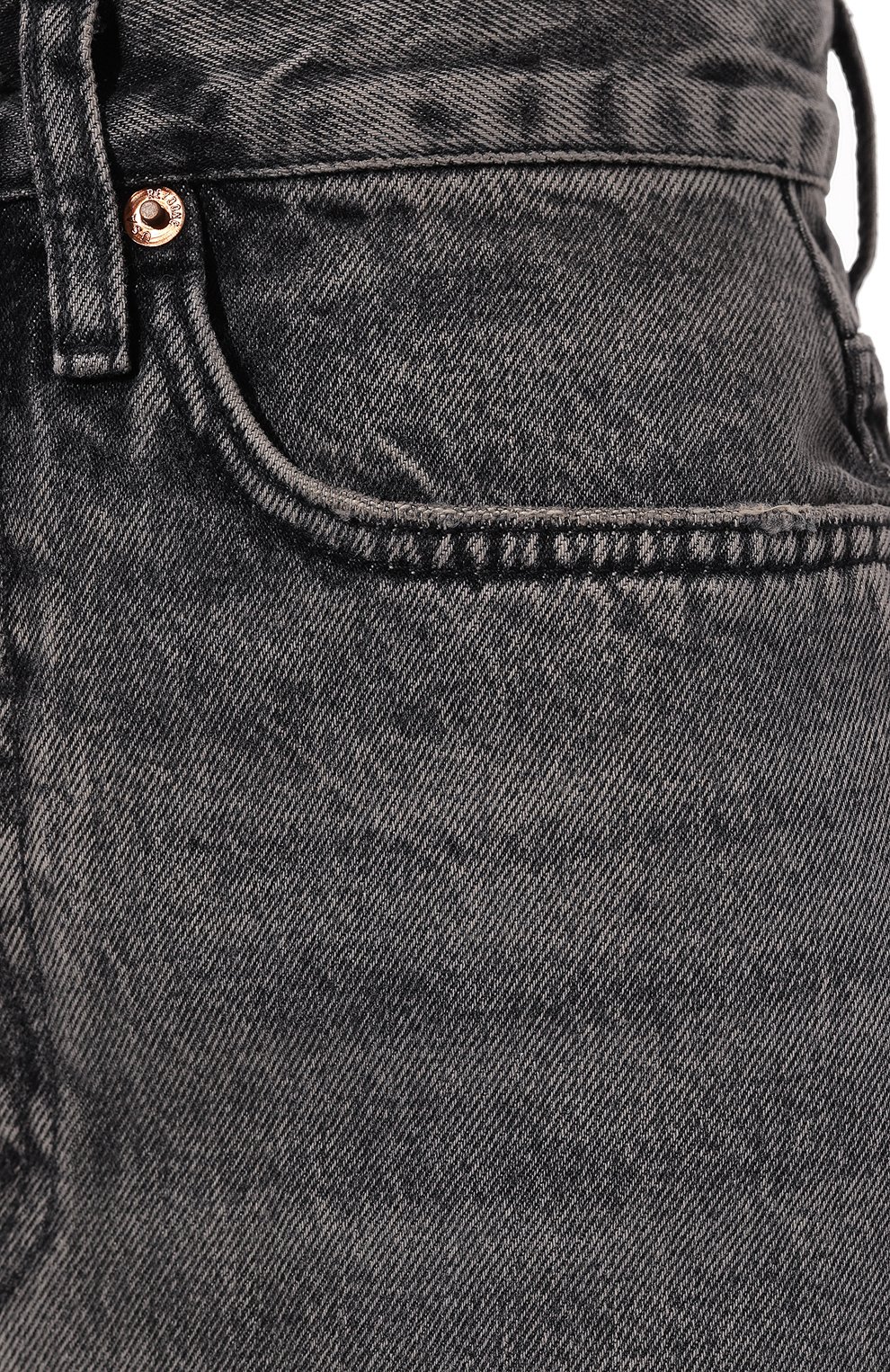 Женская джинсовая юбка RE/DONE серого цвета, арт. 198-05WPENSKT | Фото 5 (Кросс-КТ: Деним; Длина Ж (юбки, платья, шорты): Мини; Стили: Гранж; Женское К росс-КТ: Юбка-одежда; Материал сплава: Проставлено; Материал внешний: Хлопок, Деним; Драгоценные камни: Проставлено)