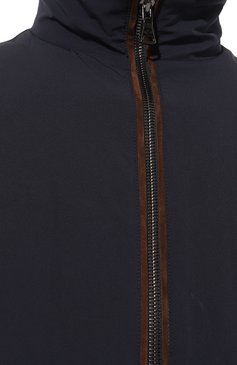 Мужской утепленный бомбер PAUL&SHARK темно-синего цвета, арт. 13312020 | Фото 5 (Кросс-КТ: Куртка, бомбер; Рукава: Длинные; Принт: Без принта; Материал внешний: Синтетический материал; Мужское Кросс-КТ: утепленные куртки; Материал сплава: Проставлено; Материал подклада: Синтетический материал; Драгоценные камни: Проставлено; Длина (верхняя одежда): Короткие; Стили: Кэжуэл)