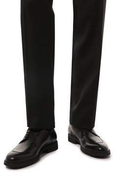 Мужские кожаные дерби BOSS черного цвета, арт. 50483939 | Фото 3 (Материал сплава: Проставлено; Нос: Не проставлено; Стили: Классический; Материал внутренний: Текстиль)