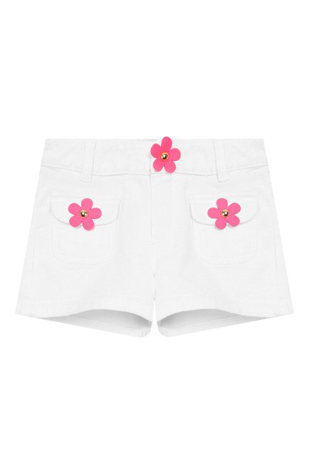Детские джинсовые шорты MARC JACOBS (THE) белого цвета, арт. W14218/6A-12A | Фото 1 (Материал внешний: Хлопок; Статус проверки: Проверено, Проверена категория; Девочки Кросс-КТ: Шорты-одежда; Кросс-КТ: Деним)