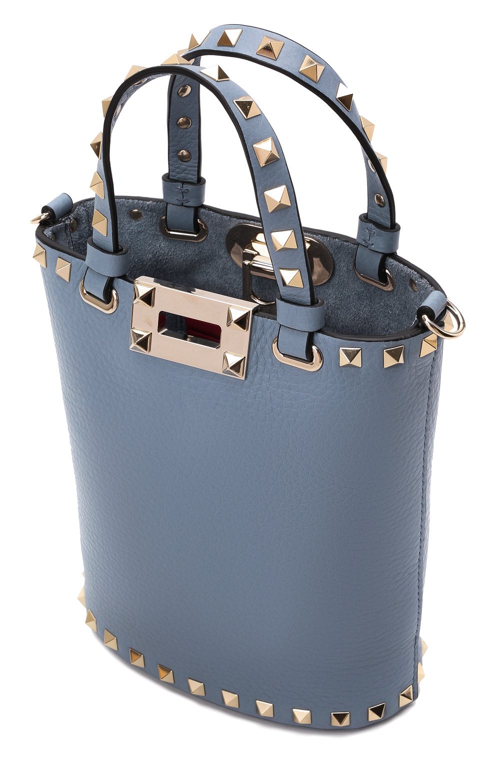Женская сумка rockstud VALENTINO голубого цвета, арт. WW2P0W31/VSH | Фото 4 (Сумки-технические: Сумки top-handle; Материал: Натуральная кожа; Размер: mini; Ремень/цепочка: На ремешке)
