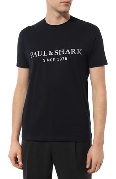 Мужская хлопковая футболка PAUL&SHARK темно-синего цвета, арт. 11311631 | Фото 3 (Рукава: Короткие; Длина (для топов): Стандартные; Принт: С принтом; Материал сплава: Проставлено; Материал внешний: Хлопок; Драгоценные камни: Проставлено; Стили: Кэжуэл)
