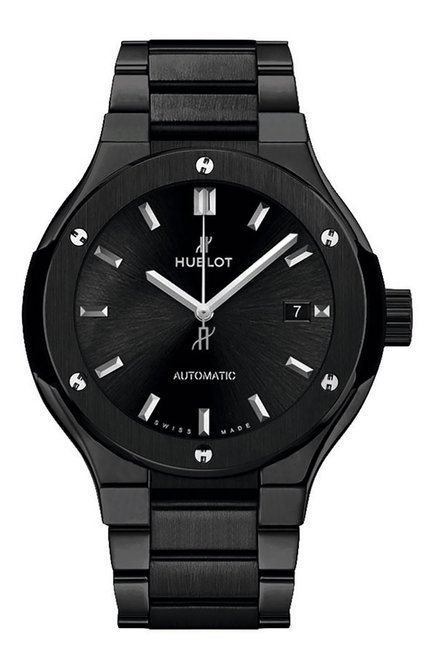 Женские часы classic fusion ceramic black bracelet HUBLOT бесцветного цвета, арт. 585.CM.1470.CM | Фото 1 (Материал корпуса: Другое; Цвет циферблата: Чёрный; Механизм: Автомат)