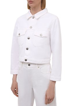 Женская джинсовая куртка TWO WOMEN IN THE WORLD белого цвета, арт. A1HRT4 Ameli | Фото 3 (Кросс-КТ: Куртка, Деним; Рукава: Длинные; Региональные ограничения белый список (Axapta Mercury): RU; Материал внешний: Хлопок, Деним; Стили: Спорт-шик; Длина (верхняя одежда): Короткие)