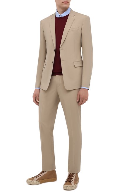 Мужской шерстяной костюм PRADA бежевого цвета по цене 220000 руб., арт. UAE482-1MPI-F0065-201 | Фото 1