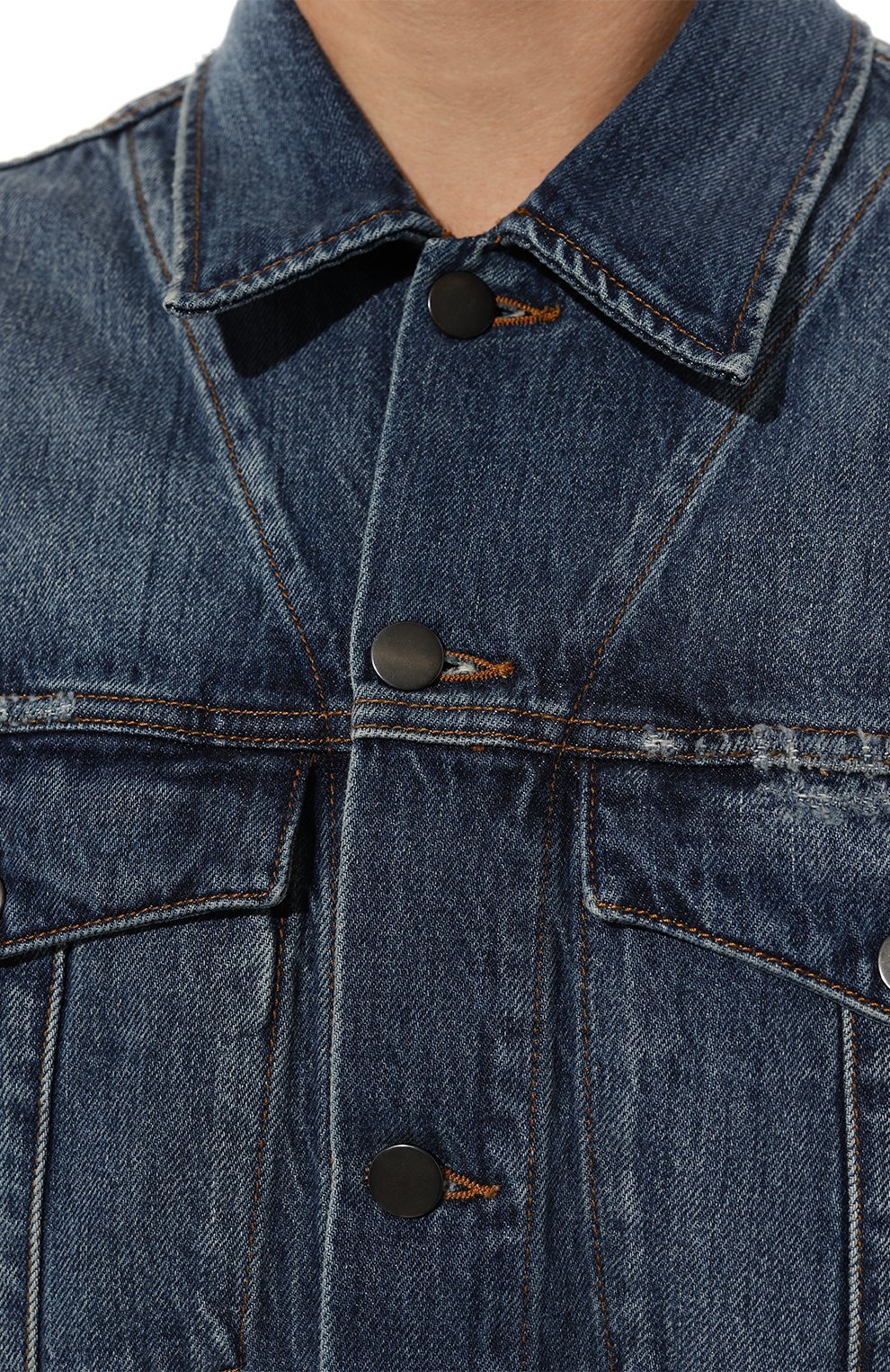 Мужская джинсовая куртка A-COLD-WALL* синего цвета, арт. ACWMH042 | Фото 5 (Кросс-КТ: Куртка, Деним; Рукава: Длинные; Стили: Гранж, Кэжуэл; Материал сплава: Проставлено; Материал внешний: Хлопок, Деним; Драгоценные камни: Проставлено; Длина (верхняя одежда): Короткие)