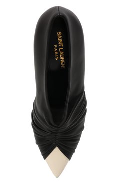 Женские кожаные туфли indya SAINT LAURENT черно-белого цвета, арт. 674887/AAABZ | Фото 6 (Каблук высота: Высокий; Материал внутренний: Натуральная кожа; Каблук тип: Шпилька; Подошва: Плоская)