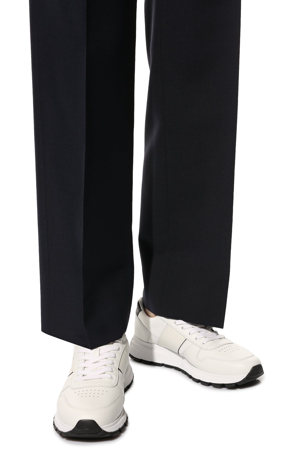 Мужские комбинированные кроссовки prax 01 PRADA белого цвета, арт. 4E3571-3L3F-F0964-G000 | Фото 3 (Стили: Классический; Материал утеплителя: Без утеплителя; Подошва: Массивная)