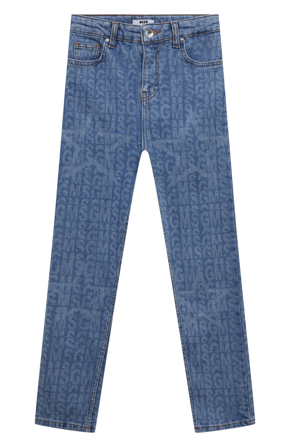 Детские джинсы MSGM KIDS голубого цвета, арт. F3MSJGDP051 | Фото 1 (Детали: Декор; Материал сплава: Проставлено; Нос: Не проставлено; Материал внешний: Хлопок)