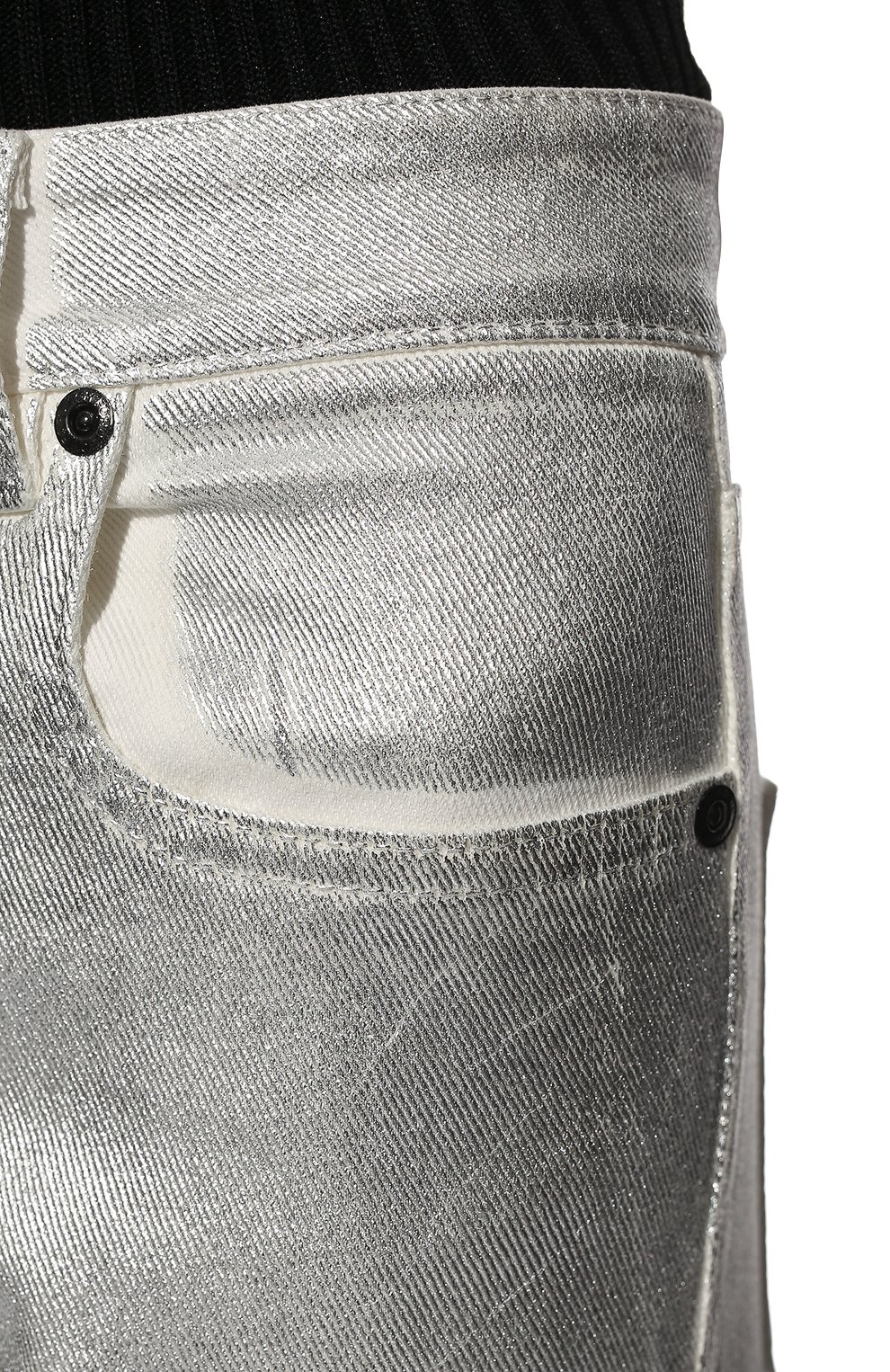 Женские джинсы TOM FORD серебряного цвета, арт. PAD084-DEX159 | Фото 5 (Стили: Гламурный; Кросс-КТ: Деним; Длина (брюки, джинсы): Стандартные; Силуэт Ж (брюки и джинсы): Прямые; Материал внешний: Хлопок)