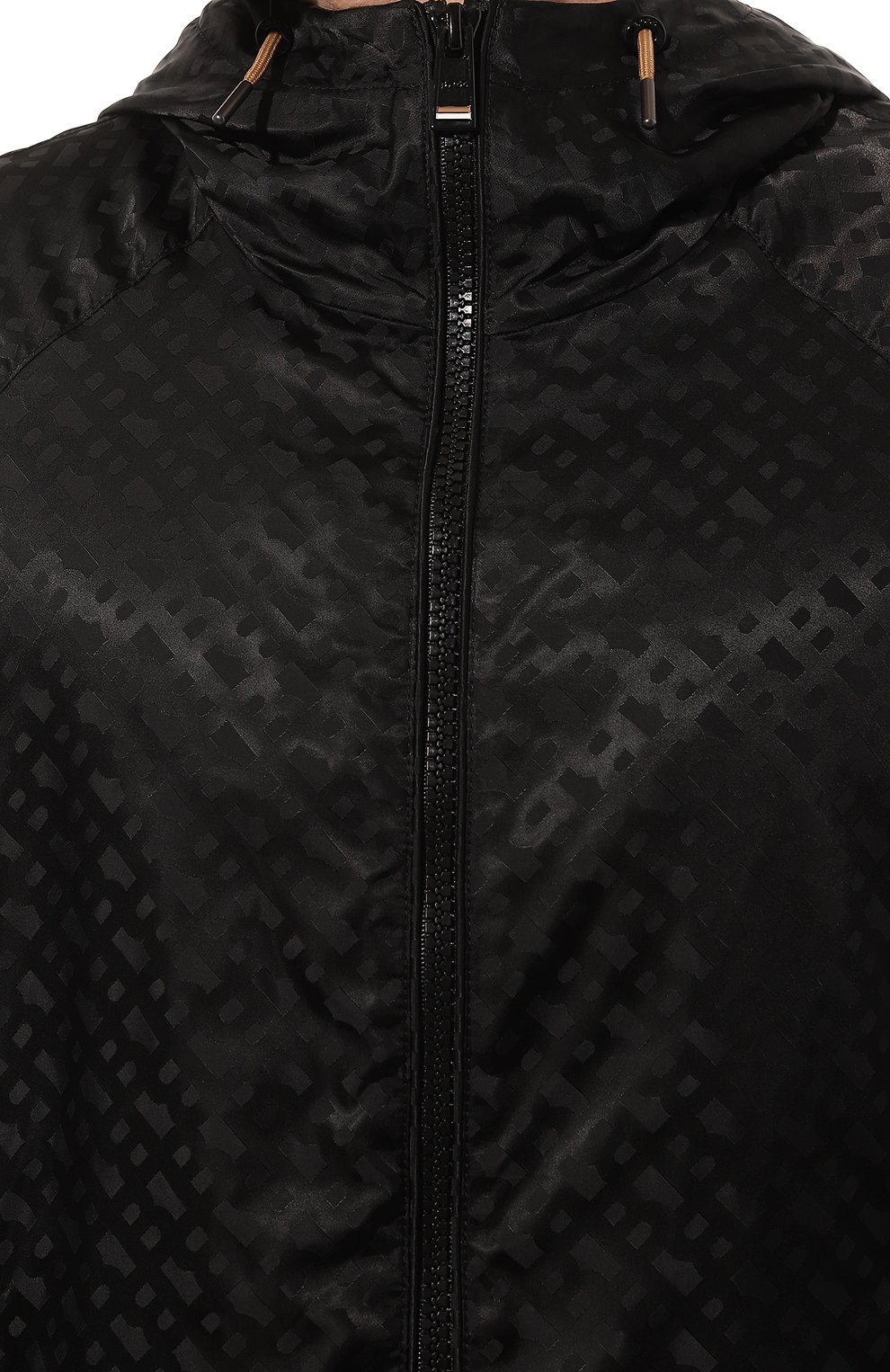 Мужская куртка BOSS черного  цвета, арт. 50494294 | Фото 5 (Кросс-КТ: Куртка, Ветровка; Рукава: Длинные; Материал внешний: Синтетический материал; Материал сплава: Проставлено; Драгоценные камни: Проставлено; Длина (верхняя одежда): Короткие; Стили: Кэжуэл)