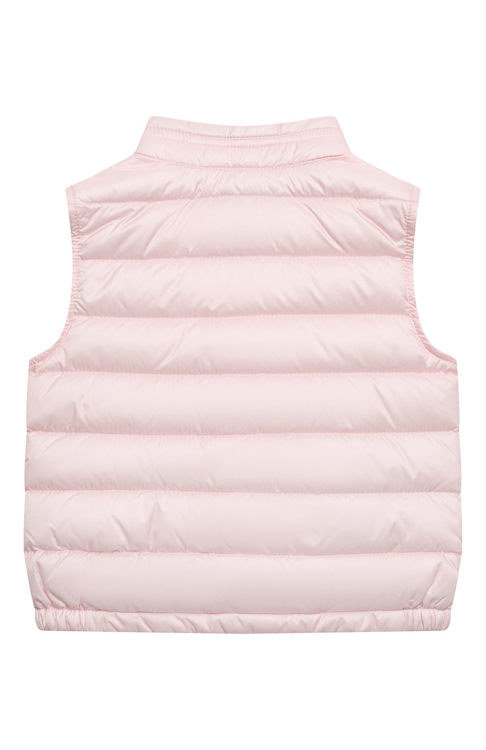 Детского пуховый жилет MONCLER светло-розового цвета, арт. H1-951-1A000-33-C0401 | Фото 2 (Кросс-КТ НВ: Верхняя одежда-одежда, Утепленные жилеты)