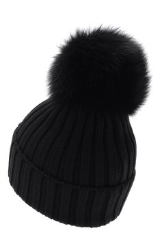Женская шерстяная шапка MONCLER черного цвета, арт. F2-093-3B702-01-A9327 | Фото 2 (Материал: Текстиль, Шерсть)
