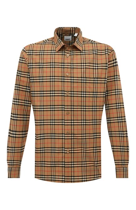 Мужская хлопковая рубашка BURBERRY бежевого цвета по цене 48650 руб., арт. 8020966 | Фото 1