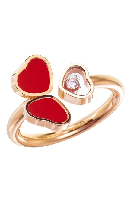 Женские кольцо happy hearts wings CHOPARD бесцветного цвета, арт. 82A083-5810 | Фото 1 (Материал сплава: Розовое золото; Драгоценные камни: Бриллианты)