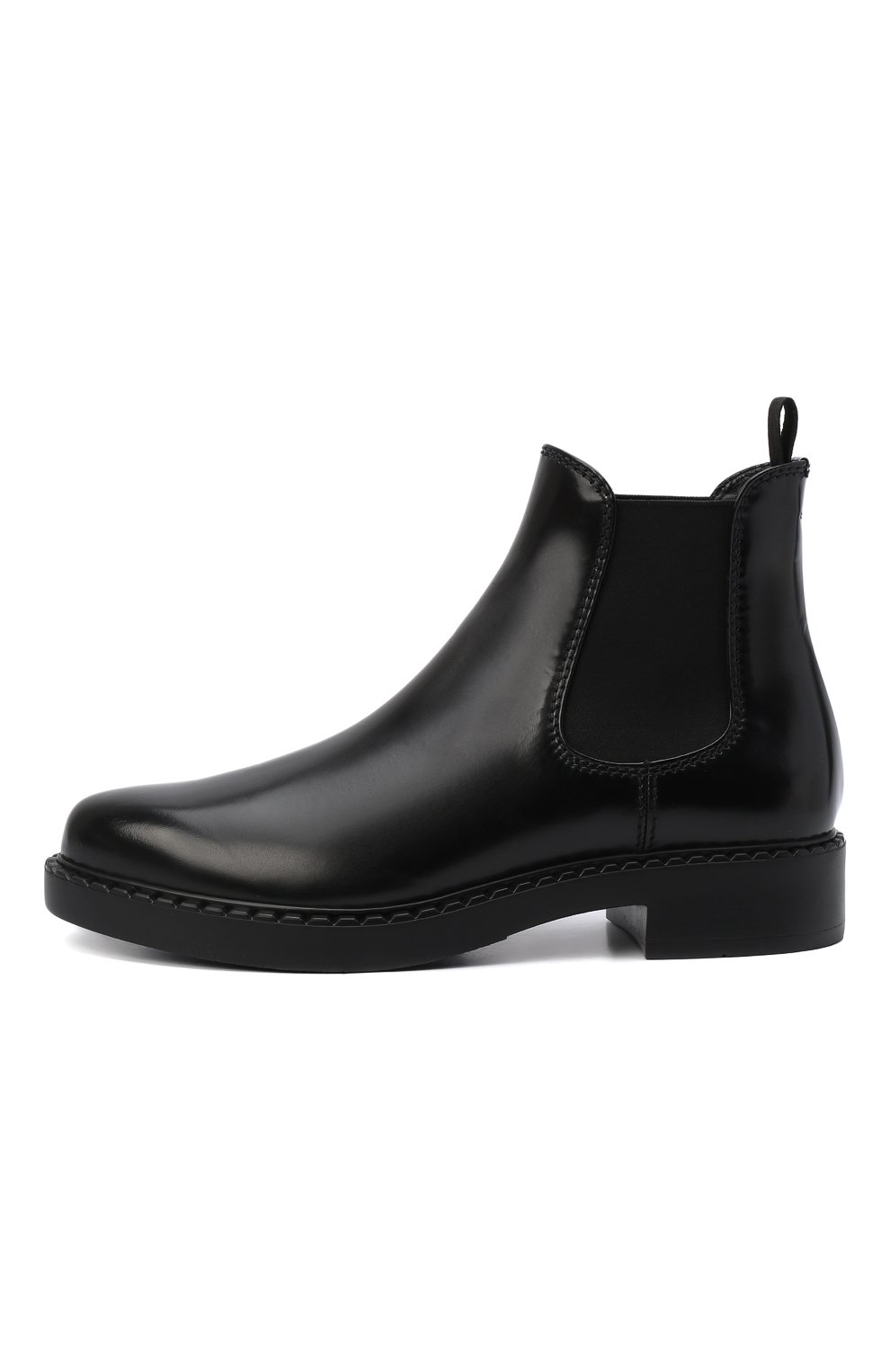 Мужские кожаные челси PRADA черного цвета, арт. 2TE176-055-F0002 | Фото 4 (Материал утеплителя: Без утеплителя; Подошва: Плоская; Мужское Кросс-КТ: Сапоги-обувь, Челси-обувь)