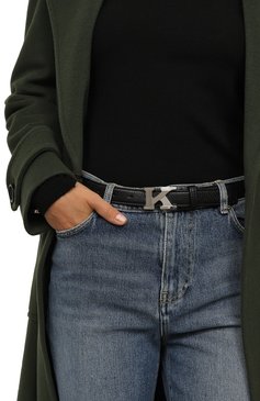 Женский кожаный ремень KITON черного цвета, арт. DCKG25PN00126 | Фото 2 (Материал: Натуральная кожа; Материал сплава: Проставлено; Нос: Не проставлено)