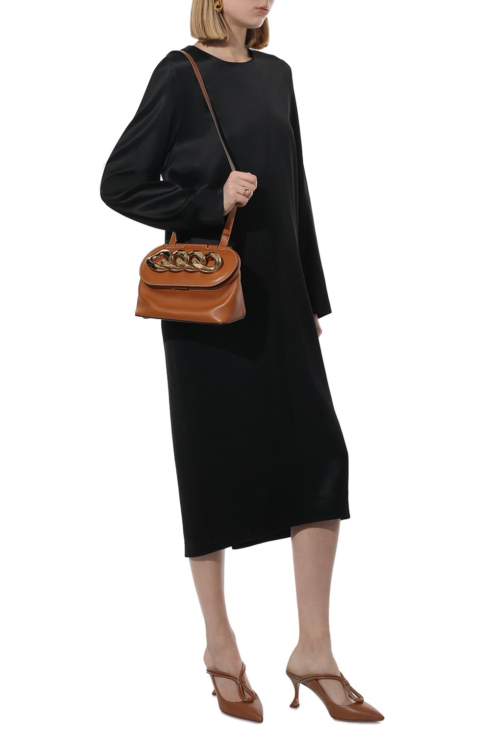 Женская сумка chain lid JW ANDERSON коричневого цвета, арт. HB0317 LA0020 | Фото 3 (Сумки-технические: Сумки через плечо, Сумки top-handle; Материал: Натуральная кожа; Ремень/цепочка: На ремешке; Размер: small)