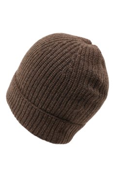 Женская кашемировая шапка ADDICTED коричневого цвета, арт. MK904 | Фото 3 (Материал: Текстиль, Кашемир, Шерсть; Материал сплава: Проставлено; Нос: Не проставлено)