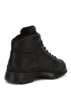 Мужские кожаные ботинки PRADA черного цвета, арт. 2TE157-3A6N-F0002 | Фото 4 (Каблук высота: Высокий; Материал утеплителя: Натуральный мех; Мужское Кросс-КТ: Ботинки-обувь, зимние ботинки; Подошва: Массивная)