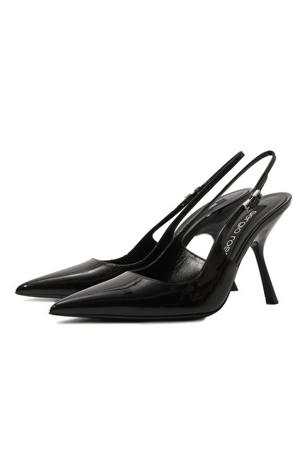 Женские туфли SERGIO ROSSI черного цвета, арт. B05240/MVIV01 | Фото 1 (Материал внутренний: Натуральная кожа; Драгоценные камни: Проставлено; Каблук высота: Высокий; Материал сплава: Проставлено; Подошва: Плоская)