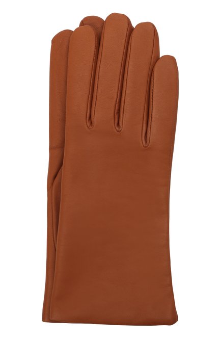 Женские кожаные перчатки AGNELLE коричневого цвета, арт. INES/A | Фото 1 (Региональные ограничения белый список (Axapta Mercury): RU; Материал: Натуральная кожа)