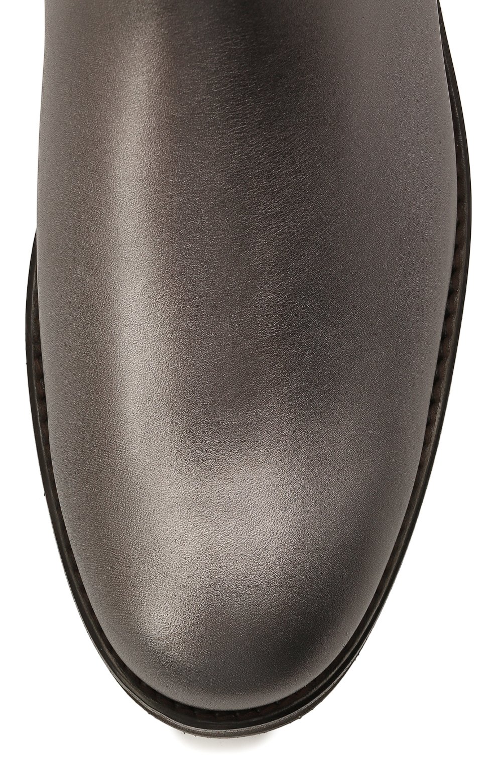 Детские кожаные челси BRUNELLO CUCINELLI серебряного цвета, арт. BZBRIZG017 | Фото 4 (Кросс-КТ: челси; Материал внутренний: Натуральная кожа; Материал сплава: Проставлено; Нос: Не проставлено)
