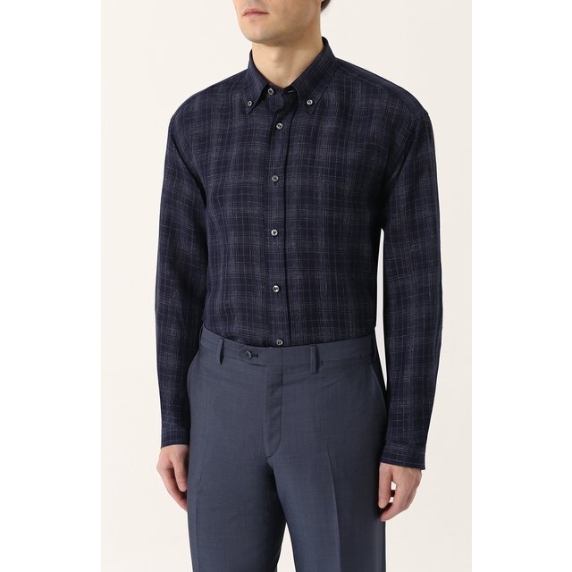 Хлопковая рубашка с воротником button down Brioni  SC020Q/P7139 Фото 3