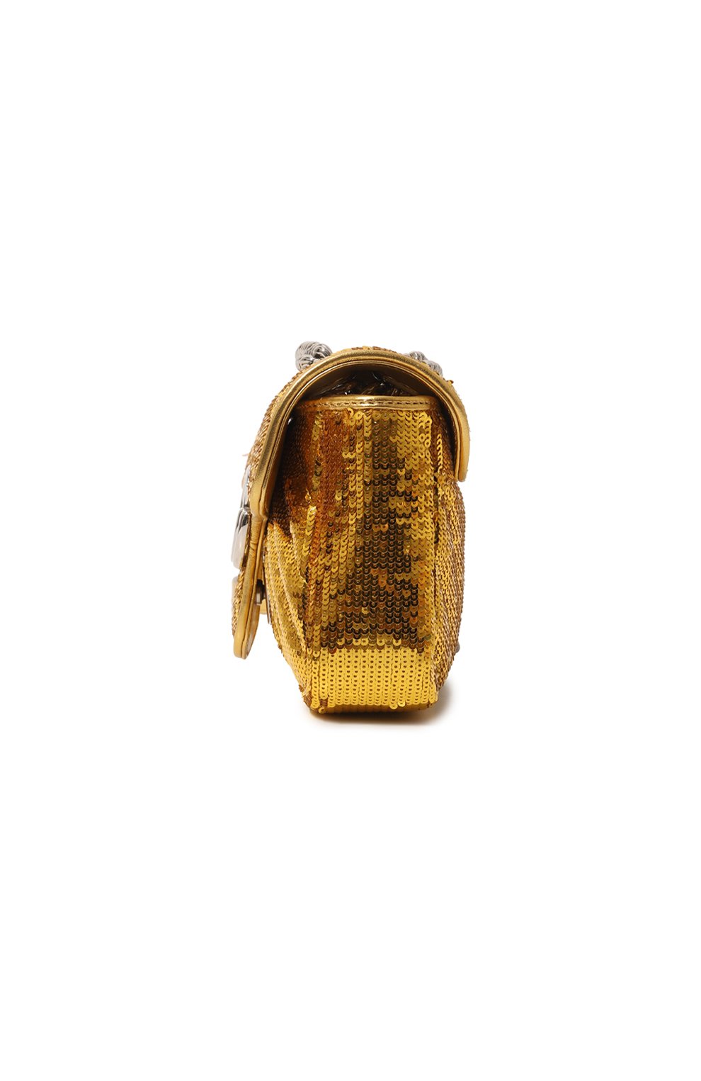 Женская сумка gg marmont mini GUCCI золотого цвета, арт. 446744 9SYXP | Фото 3 (Сумки-технические: Сумки через плечо; Размер: mini; Ремень/цепочка: На ремешке; Материал: Текстиль)