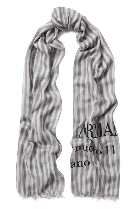 Женский шарф GIORGIO ARMANI голубого цвета, арт. 795222/0P141 | Фото 1 (Материал: Текстиль; Принт: С принтом)