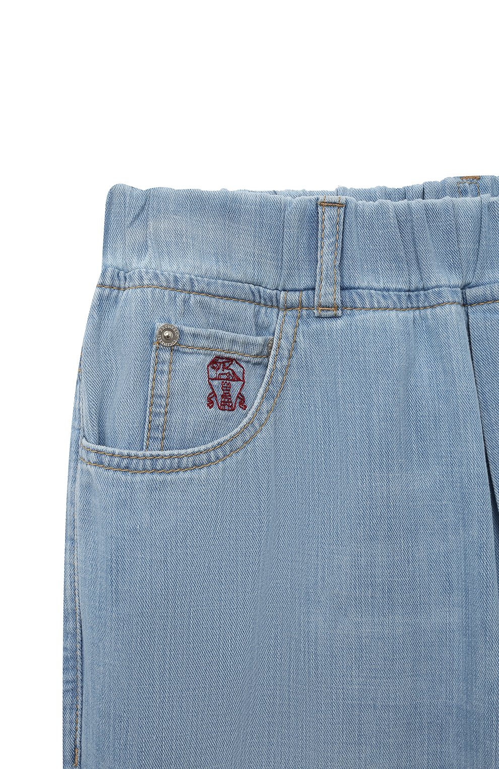 Детские джинсы BRUNELLO CUCINELLI голубого цвета, арт. BE645D306C | Фото 3 (Материал внешний: Хлопок)
