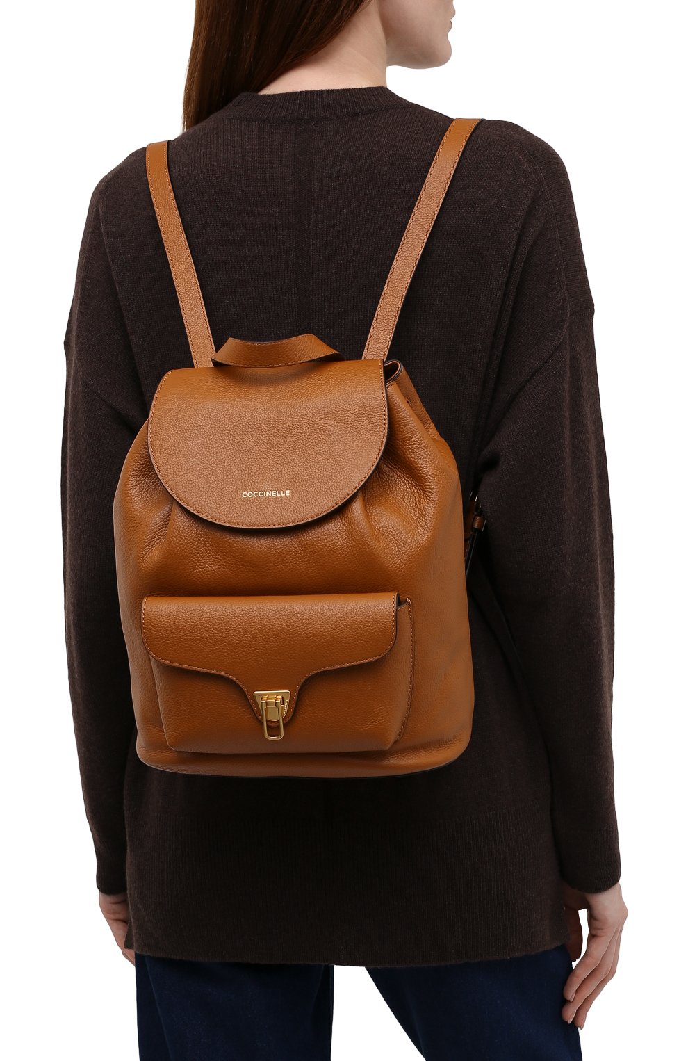 Женский рюкзак beat soft COCCINELLE коричневого цвета, арт. E1 IF6 14 01 01 | Фото 2 (Размер: medium; Материал: Натуральная кожа; Стили: Кэжуэл)