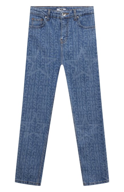 Детские джинсы MSGM KIDS голубого цвета, арт. F3MSJGDP051 | Фото 1 (Материал внешний: Хлопок; Нос: Не проставлено; Материал сплава: Проставлено)