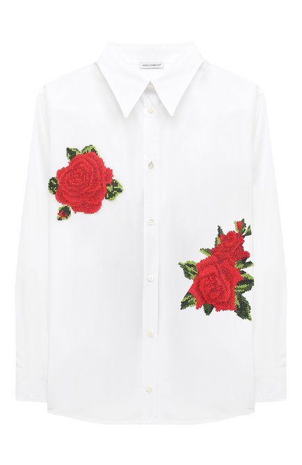 Детское хлопковая блузка DOLCE & GABBANA белого цвета по цене 41800 руб., арт. L55S10/FU5K9/2-6 | Фото 1