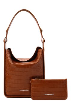 Женская сумка tool s BALENCIAGA коричневого цвета, арт. 659920/23E01 | Фото 7 (Сумки-технические: Сумки top-handle; Размер: medium; Материал: Натуральная кожа; Ремень/цепочка: На ремешке)