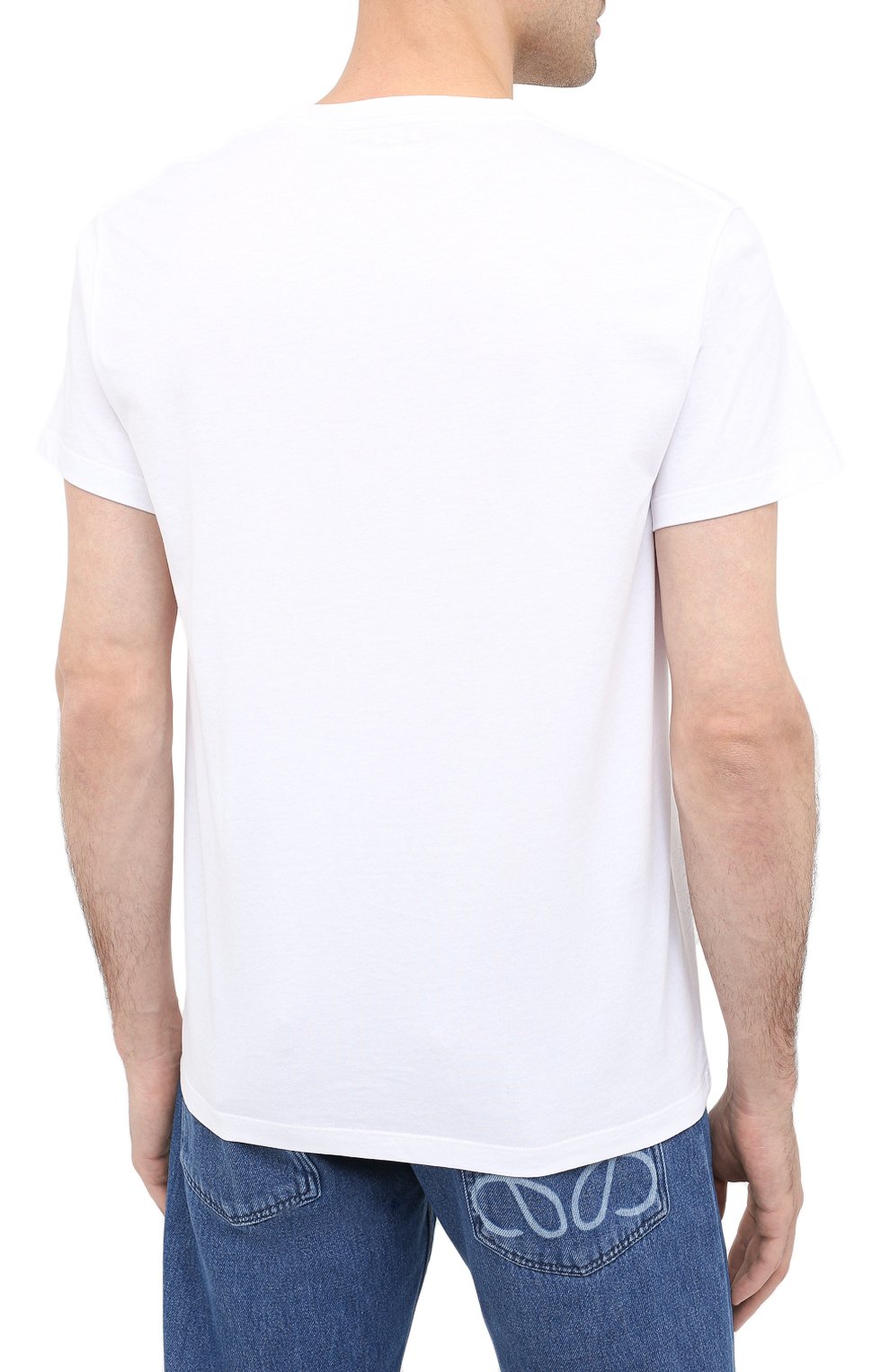 Мужская хлопковая футболка LOEWE белого цвета, арт. H526341XAI | Фото 4 (Принт: Без принта; Рукава: Короткие; Длина (для топов): Стандартные; Мужское Кросс-КТ: Футболка-одежда; Материал внешний: Хлопок; Стили: Кэжуэл)