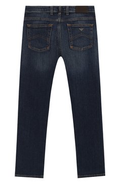 Детские джинсы EMPORIO ARMANI синего цвета, арт. 8N4J45/1V0MZ | Фото 2 (Мальчики-школьная форма: Джинсы, Брюки; Материал внешний: Хлопок; Статус проверки: Проверено, Проверена категория; Детали: Потертости; Ростовка одежда: 10 - 11 лет | 140 - 146см, 13 - 15 лет | 158 см, 16 лет | 164 см, 4 года | 104 см, 5 лет | 110 см, 6 лет | 116 см, 7 лет | 122 см, 8 лет | 128 см, 9 лет | 134 см)